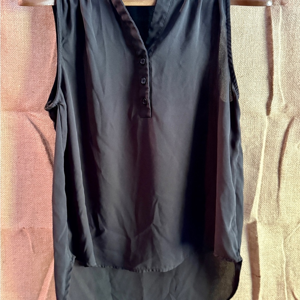 TeenBell Black Sleeveless Mandarin Collar Blouse